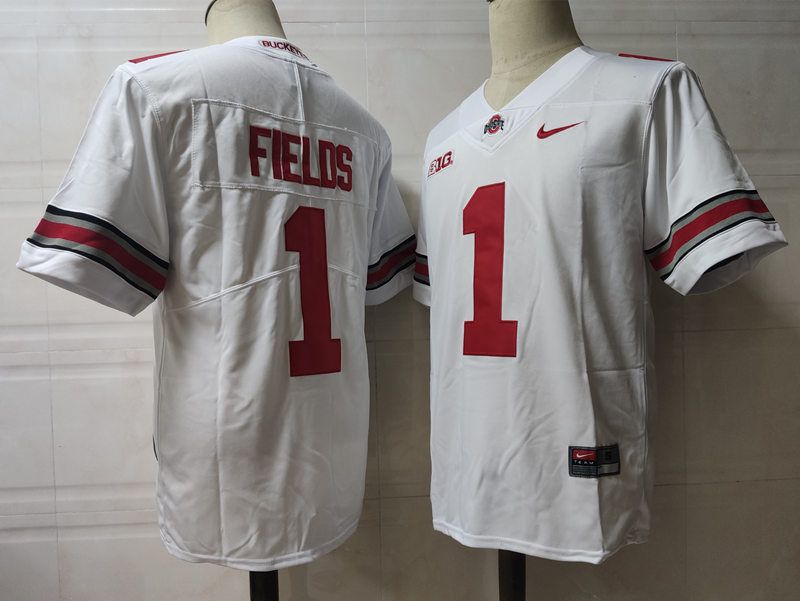 Men Ohio State Buckeyes #1 Fields White Nike 2025 NCAA Jersey->ncaa teams->NCAA Jersey